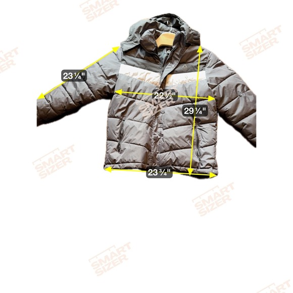 Reebok Jacket Mens XL Gray White Hooded Puffer Quilted Full Zip Winter Insulated - Picture 5 of 8